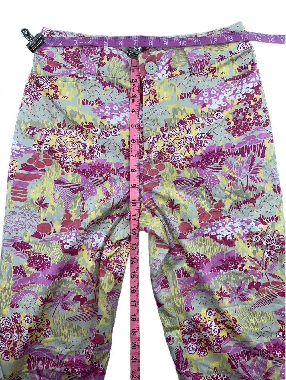 White Stag Printed Capri Pants Floral Vibrant Colors